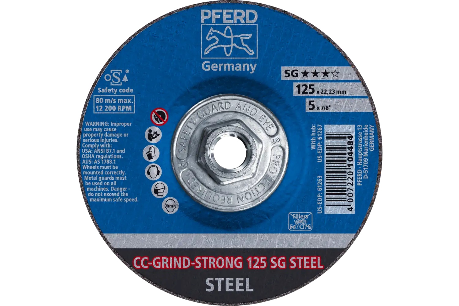 Picture of Pferd Grinding disc, CC-Grind®-Strong, 5" x 5/8-11, SG Steel, Ceramic